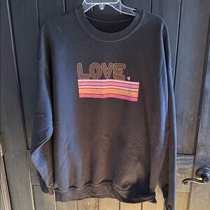 SORELLA VITA Black and Pink Love Crewneck Sweater